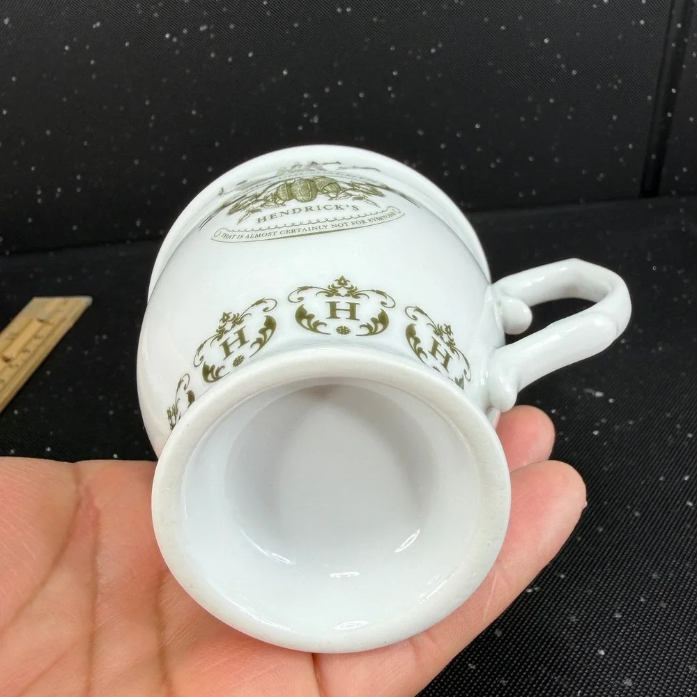 Hendricks Gin Tea Cup and Saucer Set A Most Unusual Gin White Green Victorian